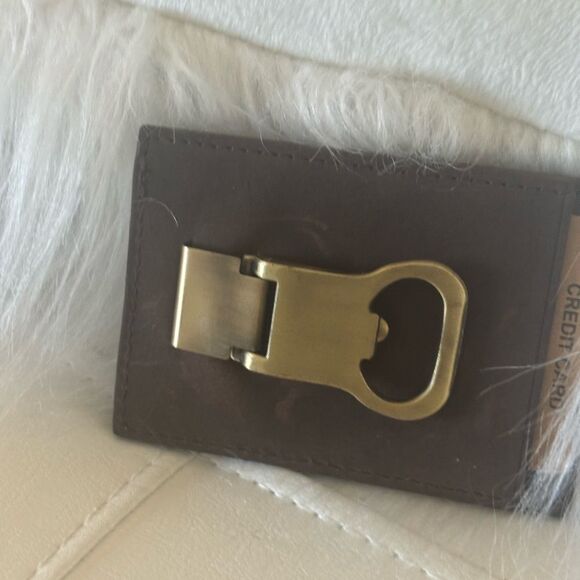 Khaki Brown Front Money Clip Wallet with Integrated Bottle Opener. - Picture 3 of 4